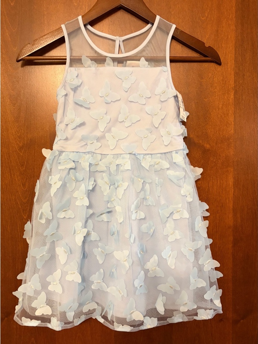 The Children's Place girls 6 Pale Blue Butterfly Mesh Party Dress